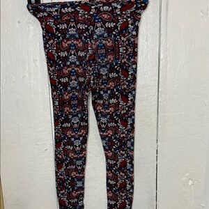 LuLaRoe Kids Leggings with Red and Blue Floral Design